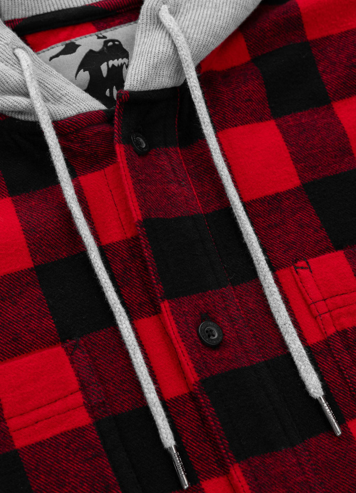 Flanellhemd mit Kapuze Woodson - Schwarz/Rot