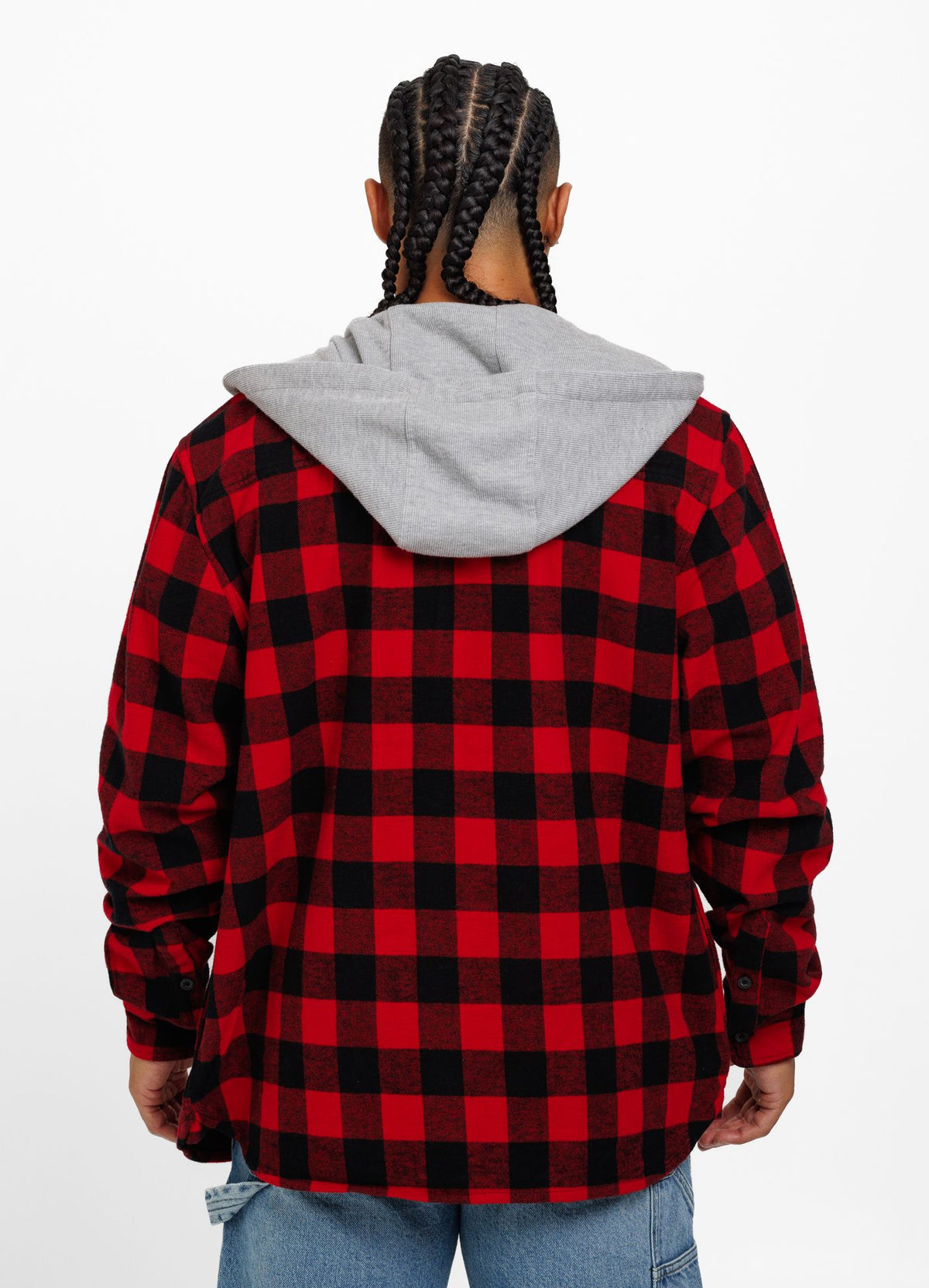 Flanellhemd mit Kapuze Woodson - Schwarz/Rot